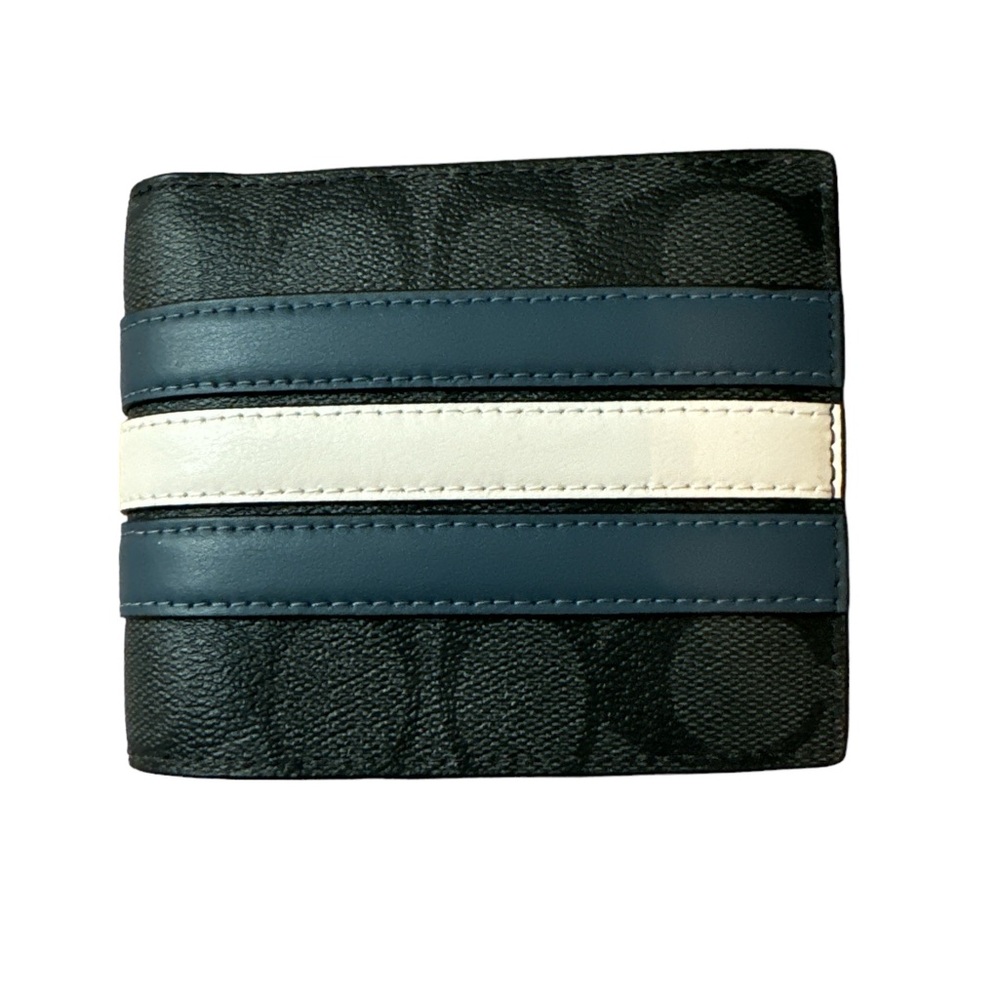 NWT Coach Men's Slim Billfold Wallet With Varsity Stripe